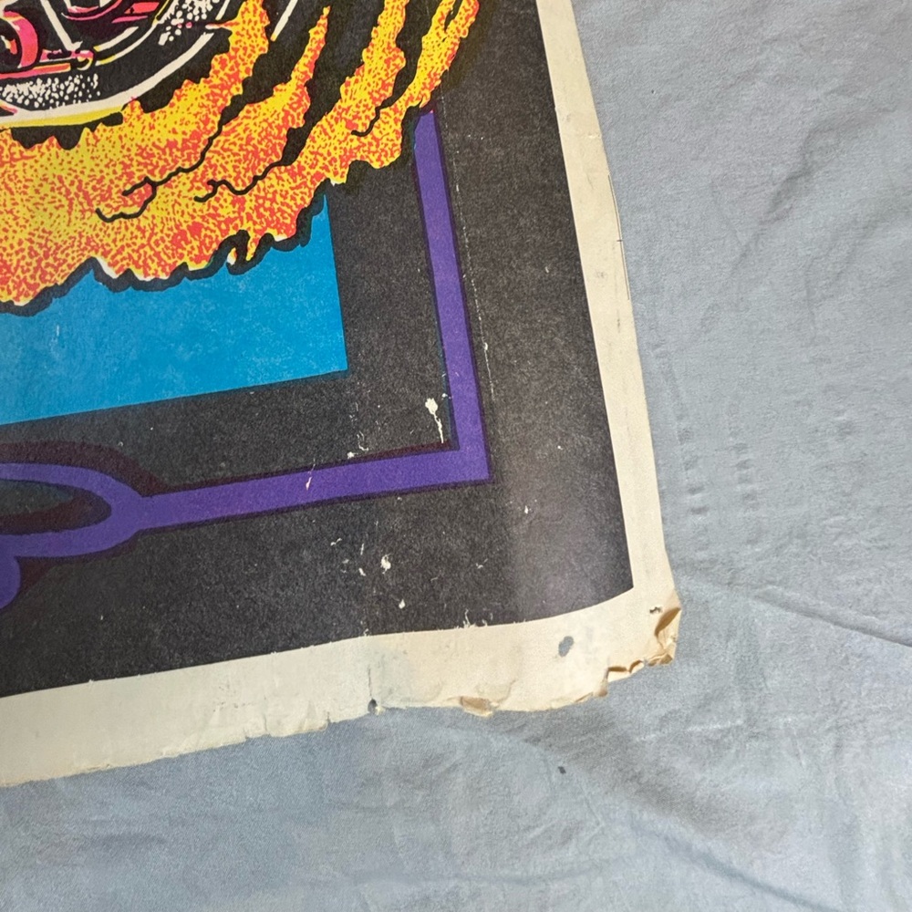 Vintage 1970s Black Light Poster Hot Rod Grim Reaper 34.75x3 Inch‎ - Picture 10 of 15